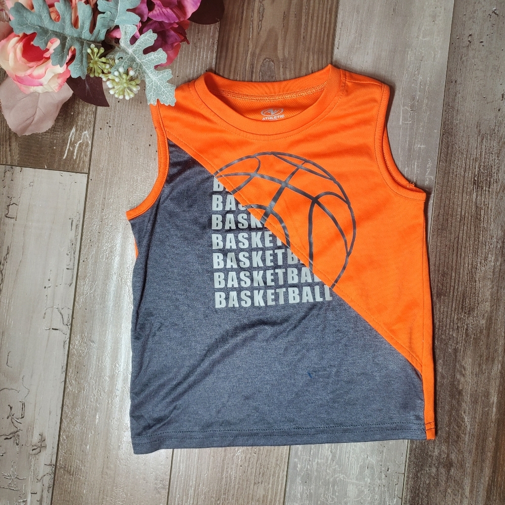 Athletic Works Orange and Gray Mesh Basketball Tank Top Size 5T Toddler Boy